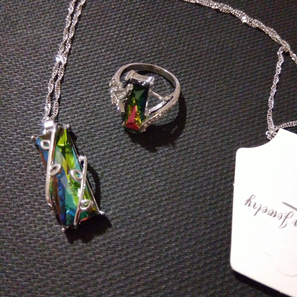 Rainbow Necklace And Ring